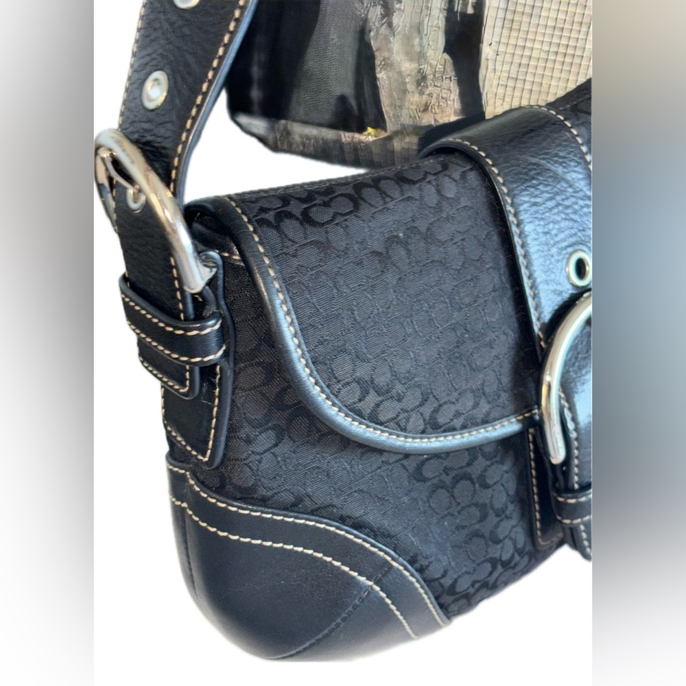 Y2K Coach 6818 Soho Demi Small C Black Leather & Jacquard Signature Shoulder Bag - Picture 6 of 16